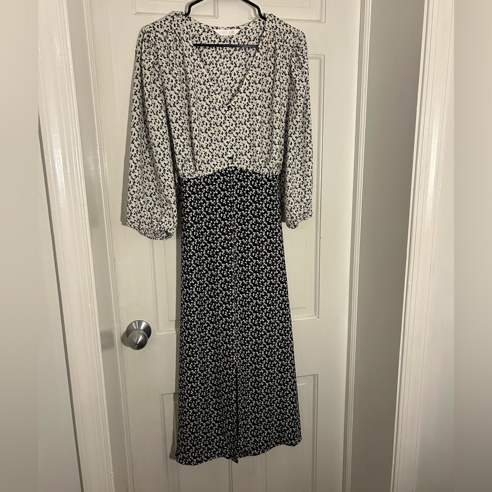 LC Lauren Conrad Black and White hearts 3/4 Sleeve Dress